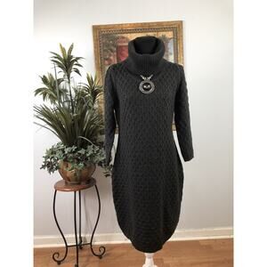 Calvin Klein Women Sweater Dress LG Long Sleeve Pullover Knit Y2K Minimalist